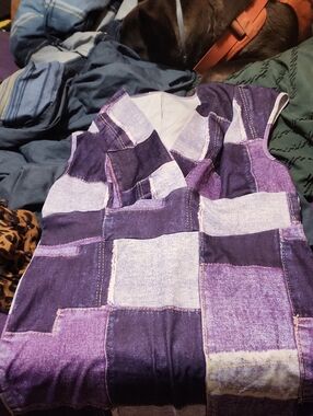 SHEIN Purple Patchwork V-Neck Sleeveless Dress